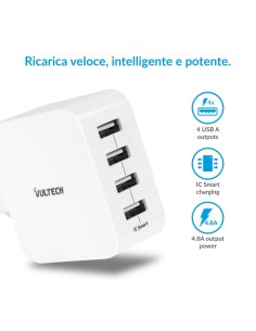 Caricatore Da Rete 4 USB 4,8A 24W