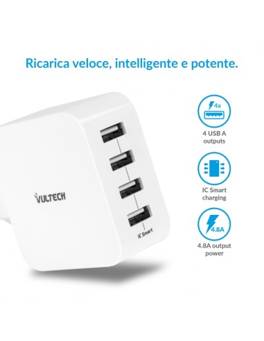 Caricatore Da Rete 4 USB 4,8A 24W
