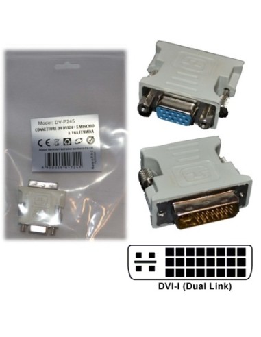 Connettore DVI-I (Dual Link) to VGA 15pin - cod. DV-P245