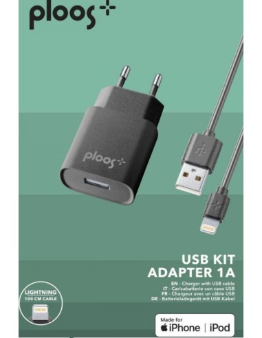 Kit CaricaBatteria Rete 1A Lightning Nero CellularLine