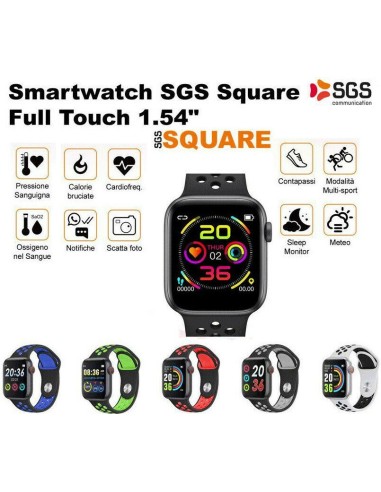 Smartwatch SGS Square Full Touch 1.54 Cinturino White e Black