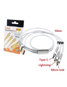 Cavo Ricarica 3in1 Apple/Lightning e Android/MicroUSB LinQ [IP-7712]