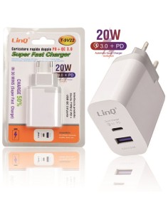 Caricabatterie Rete QC3 USB-C+USB 20W - LinQ
