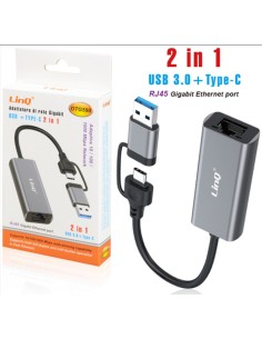 OTG590 ADATTATORE DI RETE USB + TYPE-C 2in1