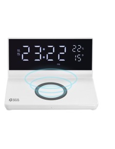 SGS SCLOCK Sveglia Orologio Digitale ricarica Wireless 15W White