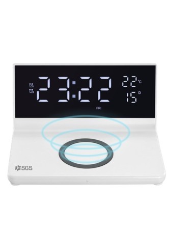 SGS SCLOCK Sveglia Orologio Digitale ricarica Wireless 15W White